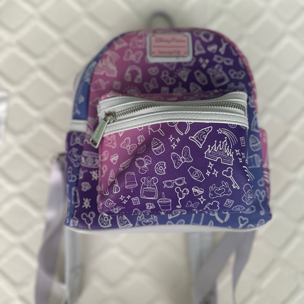 Loungefly Purple and Pink Disney Backpack